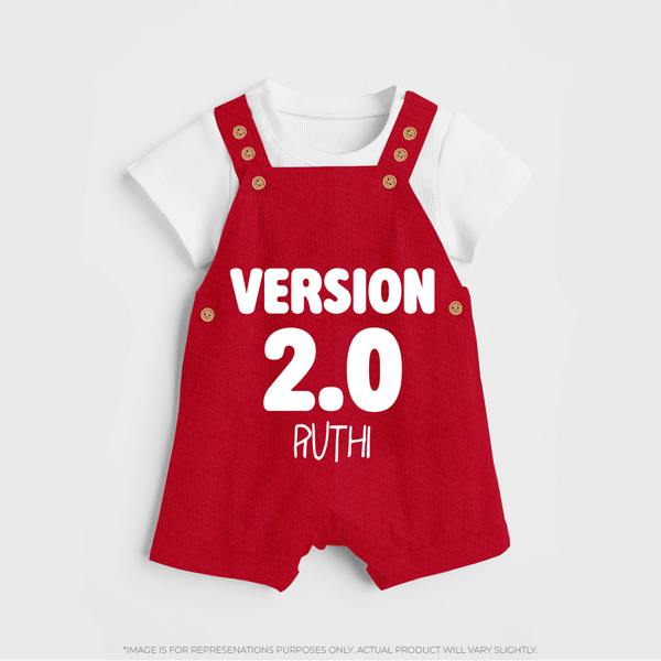 Version 2.0 Dungaree Set | Personalized Baby Dungaree Set for the Updated Edition - RED - 0 - 5 Months Old (Chest 18")