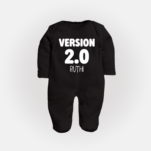 Version 2.0 Sleep suit/full sleeve body suit | Personalized Baby Sleep suit/full sleeve body suit for the Updated Edition - BLACK - New Born (Chest 7.5")