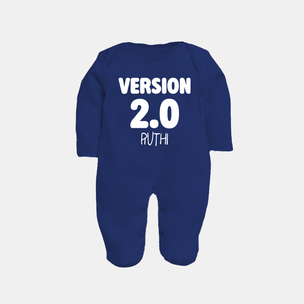 Version 2.0 Sleep suit/full sleeve body suit | Personalized Baby Sleep suit/full sleeve body suit for the Updated Edition - NAVY BLUE - New Born (Chest 7.5")