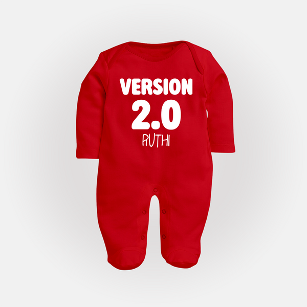 Version 2.0 Sleep suit/full sleeve body suit | Personalized Baby Sleep suit/full sleeve body suit for the Updated Edition - RED - New Born (Chest 7.5")