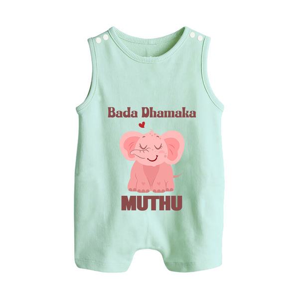 Bada Dhamaka Romper suit/sleeveless romper | Custom Baby Romper suit/sleeveless romper for the Big Bang in the Family - MINT GREEN - 0 - 5 Months Old (Chest 18")
