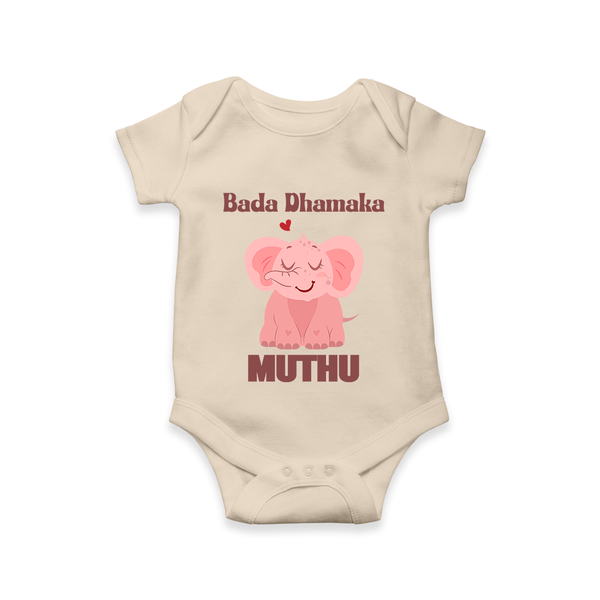 Bada Dhamaka Romper/onesie | Custom Baby Romper/onesie for the Big Bang in the Family - IVORY - New Born (Chest 14")