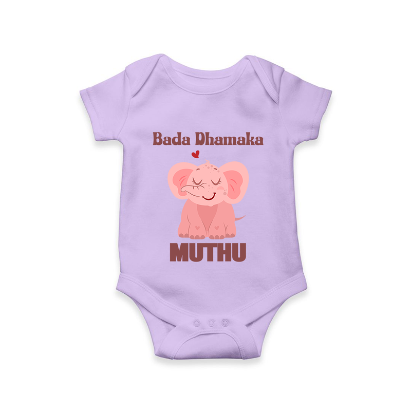 Bada Dhamaka Romper/onesie | Custom Baby Romper/onesie for the Big Bang in the Family - LILAC - New Born (Chest 14")