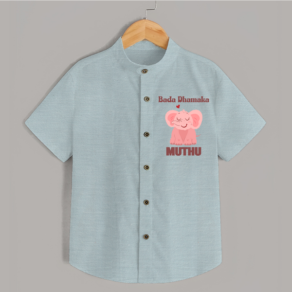 Bada Dhamaka Shirt | Custom Baby Shirt for the Big Bang in the Family - ARCTIC BLUE - 0 - 6 Months Old (Chest 23")