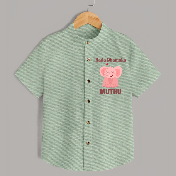 Bada Dhamaka Shirt | Custom Baby Shirt for the Big Bang in the Family - MINT GREEN - 0 - 6 Months Old (Chest 23")