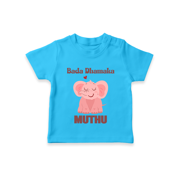Bada Dhamaka T-shirt | Custom Baby T-shirt for the Big Bang in the Family - SKY BLUE - 0-5 Months Old (Chest 17")