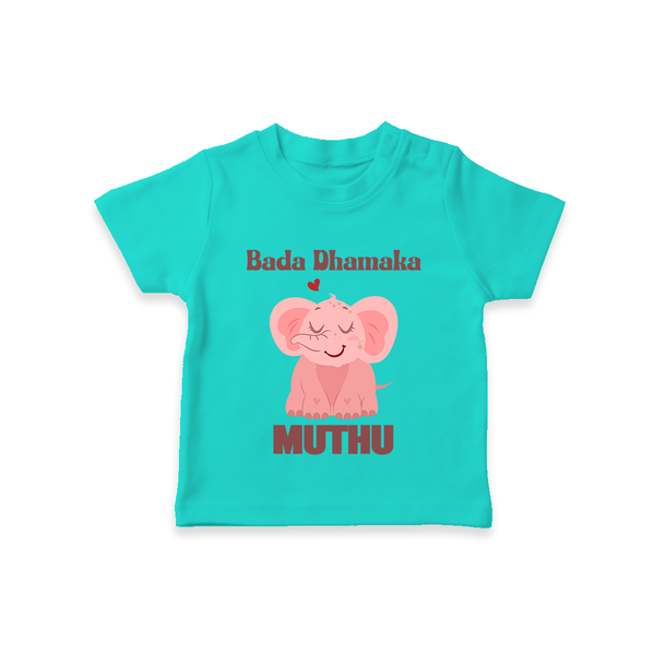 Bada Dhamaka T-shirt | Custom Baby T-shirt for the Big Bang in the Family - TEAL - 0-5 Months Old (Chest 17")
