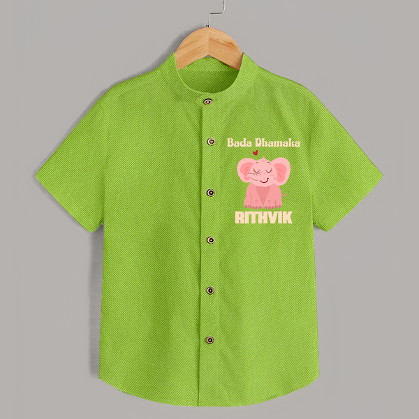 Bada Dhamaka Shirt | Custom Baby Shirt for the Big Bang in the Family - LIME GREEN - 0 - 6 Months Old (Chest 23")