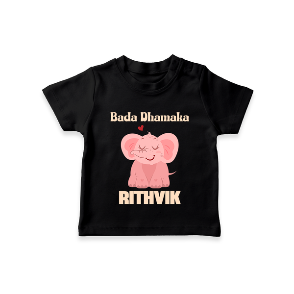 Bada Dhamaka T-shirt | Custom Baby T-shirt for the Big Bang in the Family - BLACK - 0-5 Months Old (Chest 17")