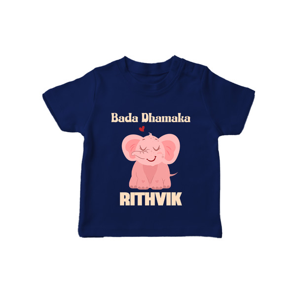 Bada Dhamaka T-shirt | Custom Baby T-shirt for the Big Bang in the Family - NAVY BLUE - 0-5 Months Old (Chest 17")