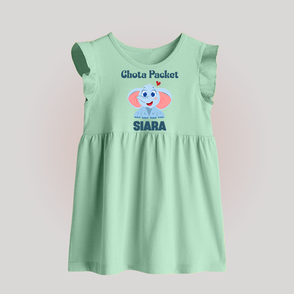 Chota Packet Baby Frock | Personalized Baby Frock for the Little Bundle of Joy - MINT GREEN - 0 - 3 Months Old (Chest 17")