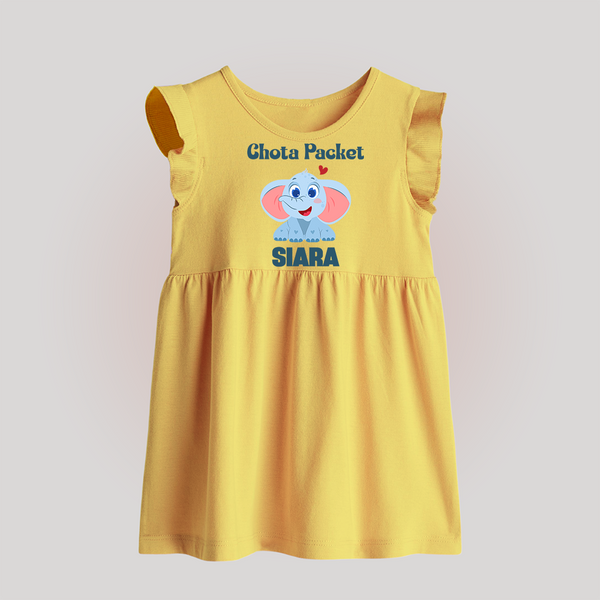 Chota Packet Baby Frock | Personalized Baby Frock for the Little Bundle of Joy - PASTEL YELLOW - 0 - 3 Months Old (Chest 17")