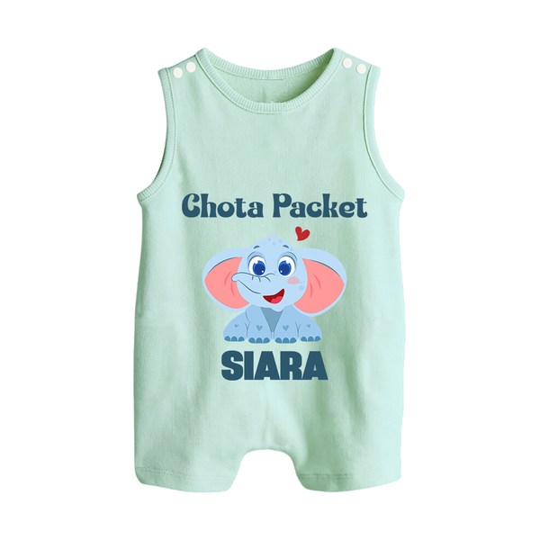Chota Packet Romper suit/sleeveless romper | Personalized Baby Romper suit/sleeveless romper for the Little Bundle of Joy - MINT GREEN - 0 - 5 Months Old (Chest 18")