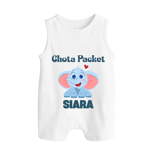 Chota Packet Romper suit/sleeveless romper | Personalized Baby Romper suit/sleeveless romper for the Little Bundle of Joy - WHITE - 0 - 5 Months Old (Chest 18")