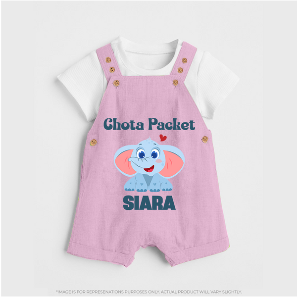 Chota Packet Dungaree Set | Personalized Baby Dungaree Set for the Little Bundle of Joy - BABY PINK - 0 - 5 Months Old (Chest 18")