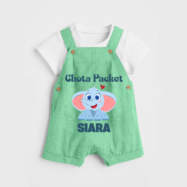 Chota Packet Dungaree Set | Personalized Baby Dungaree Set for the Little Bundle of Joy - GREEN - 0 - 5 Months Old (Chest 18")