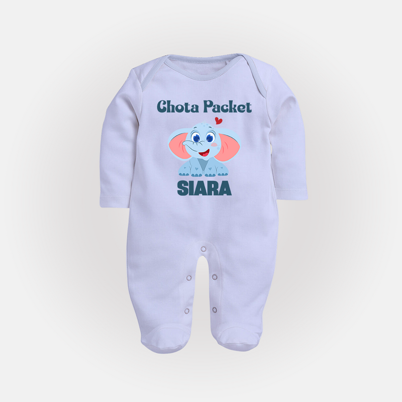 Chota Packet Sleep suit/full sleeve body suit | Personalized Baby Sleep suit/full sleeve body suit for the Little Bundle of Joy - BABY BLUE - New Born (Chest 7.5")