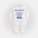 Chota Packet Sleep suit/full sleeve body suit | Personalized Baby Sleep suit/full sleeve body suit for the Little Bundle of Joy - WHITE - New Born (Chest 7.5")