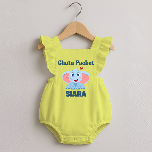 Chota Packet Romper Frock | Personalized Romper Frock for the Little Bundle of Joy - PASTEL YELLOW - 0 - 3 Months Old (Chest 19")