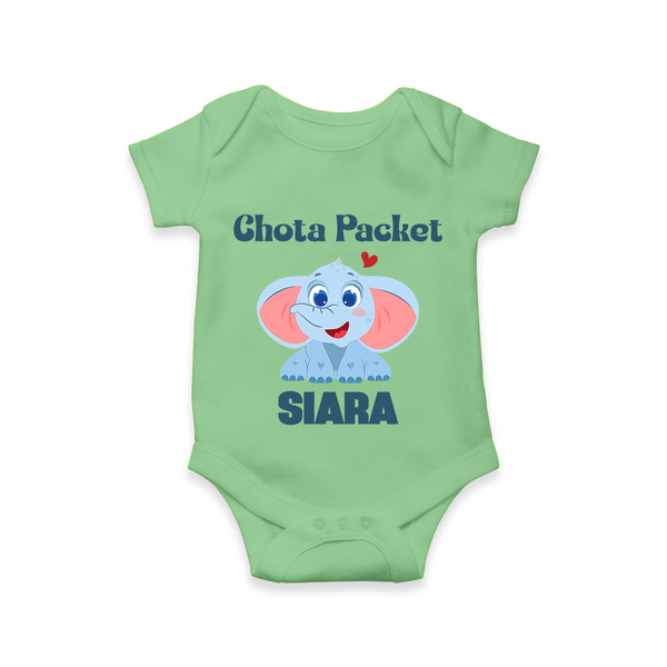 Chota Packet Romper/onesie | Personalized Baby Romper/onesie for the Little Bundle of Joy - GREEN - New Born (Chest 14")