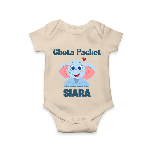 Chota Packet Romper/onesie | Personalized Baby Romper/onesie for the Little Bundle of Joy - IVORY - New Born (Chest 14")