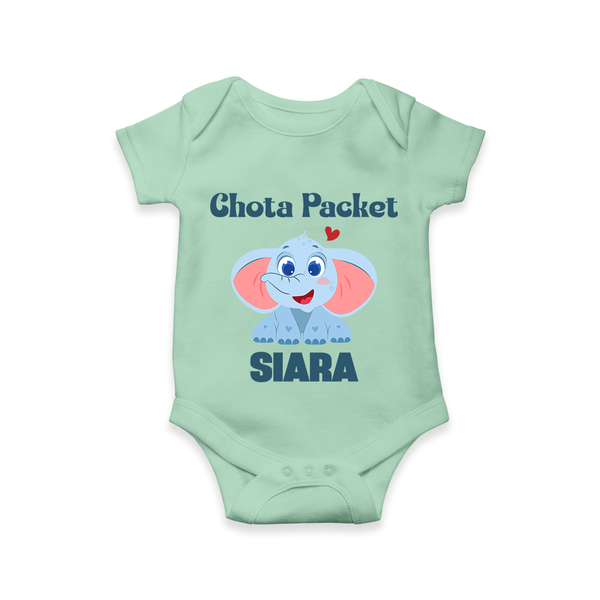 Chota Packet Romper/onesie | Personalized Baby Romper/onesie for the Little Bundle of Joy - MINT GREEN - New Born (Chest 14")