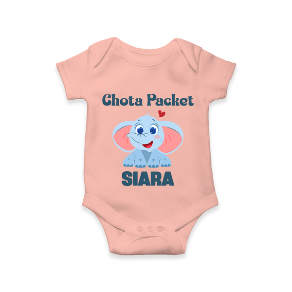 Chota Packet Romper/onesie | Personalized Baby Romper/onesie for the Little Bundle of Joy - PEACH - New Born (Chest 14")
