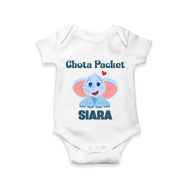 Chota Packet Romper/onesie | Personalized Baby Romper/onesie for the Little Bundle of Joy - WHITE - New Born (Chest 14")