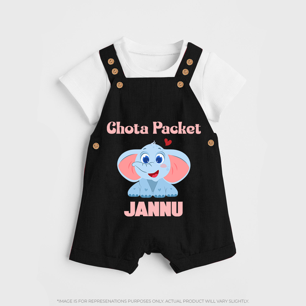 Chota Packet Dungaree Set | Personalized Baby Dungaree Set for the Little Bundle of Joy - BLACK - 0 - 5 Months Old (Chest 18")