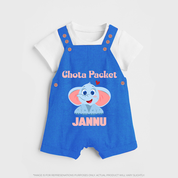 Chota Packet Dungaree Set | Personalized Baby Dungaree Set for the Little Bundle of Joy - COBALT BLUE - 0 - 5 Months Old (Chest 18")