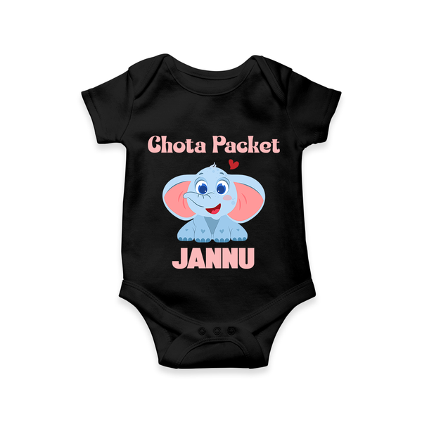 Chota Packet Romper/onesie | Personalized Baby Romper/onesie for the Little Bundle of Joy - BLACK - New Born (Chest 14")
