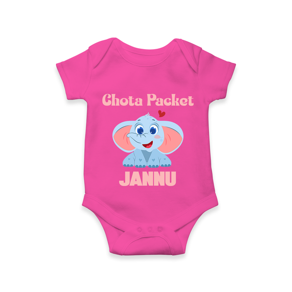 Chota Packet Romper/onesie | Personalized Baby Romper/onesie for the Little Bundle of Joy - HOT PINK - New Born (Chest 14")