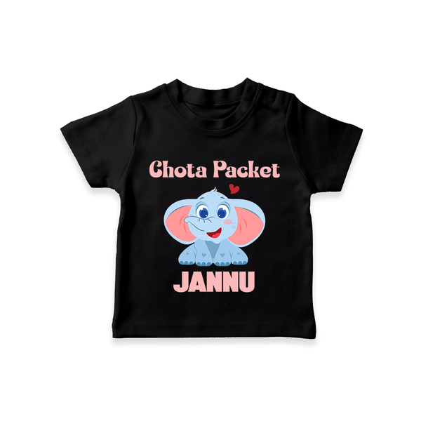 Chota Packet T-shirt | Personalized Baby T-shirt for the Little Bundle of Joy - BLACK - 0-5 Months Old (Chest 17")