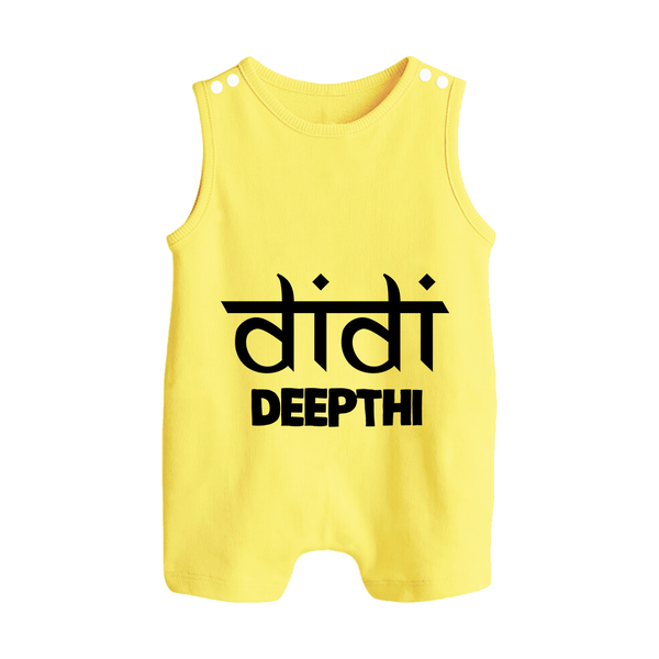 Didi Romper suit/sleeveless romper | Custom Baby Romper suit/sleeveless romper for the Loving Big Sister - PASTEL YELLOW - 0 - 5 Months Old (Chest 18")