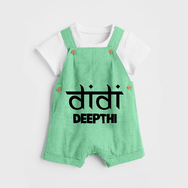 Didi Dungaree Set | Custom Baby Dungaree Set for the Loving Big Sister - GREEN - 0 - 5 Months Old (Chest 18")