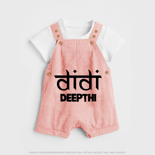 Didi Dungaree Set | Custom Baby Dungaree Set for the Loving Big Sister - PEACH - 0 - 5 Months Old (Chest 18")