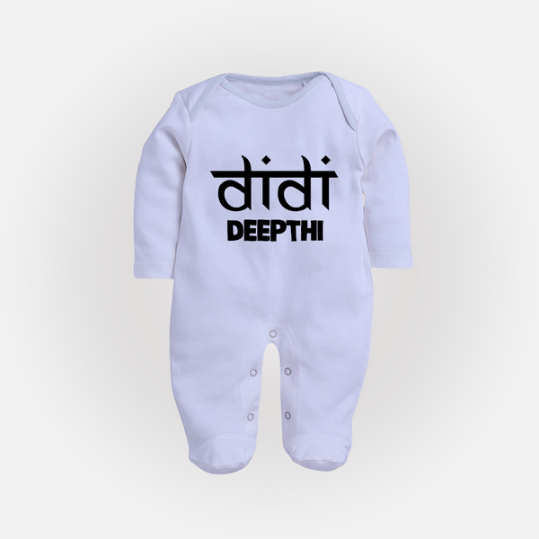Didi Sleep suit/full sleeve body suit | Custom Baby Sleep suit/full sleeve body suit for the Loving Big Sister - BABY BLUE - New Born (Chest 7.5")