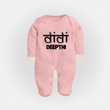 Didi Sleep suit/full sleeve body suit | Custom Baby Sleep suit/full sleeve body suit for the Loving Big Sister - BABY PINK - New Born (Chest 7.5")