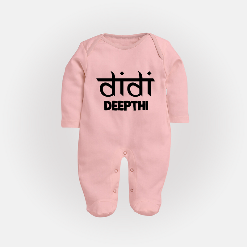Didi Sleep suit/full sleeve body suit | Custom Baby Sleep suit/full sleeve body suit for the Loving Big Sister - BABY PINK - New Born (Chest 7.5")