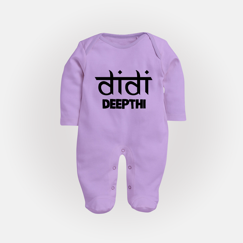 Didi Sleep suit/full sleeve body suit | Custom Baby Sleep suit/full sleeve body suit for the Loving Big Sister - LILAC - New Born (Chest 7.5")