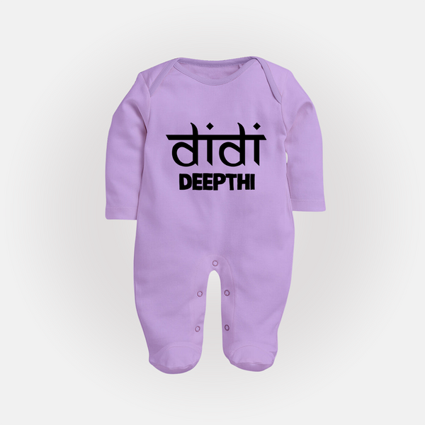 Didi Sleep suit/full sleeve body suit | Custom Baby Sleep suit/full sleeve body suit for the Loving Big Sister - LILAC - New Born (Chest 7.5")