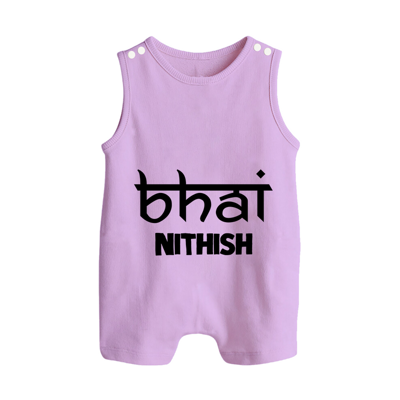Bhai Romper suit/sleeveless romper | Personalized Baby Romper suit/sleeveless romper for the Cool Brother - LILAC - 0 - 5 Months Old (Chest 18")