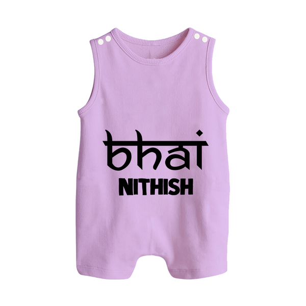 Bhai Romper suit/sleeveless romper | Personalized Baby Romper suit/sleeveless romper for the Cool Brother - LILAC - 0 - 5 Months Old (Chest 18")