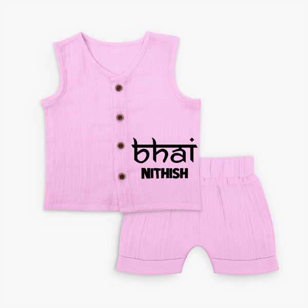 Bhai Jabla Set | Personalized Baby Jabla Set for the Cool Brother - BABY PINK - 0 - 3 Months Old (Chest 9.8")