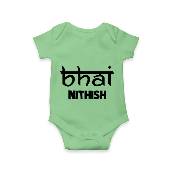 Bhai Romper/onesie | Personalized Baby Romper/onesie for the Cool Brother - GREEN - New Born (Chest 14")