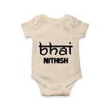 Bhai Romper/onesie | Personalized Baby Romper/onesie for the Cool Brother - IVORY - New Born (Chest 14")