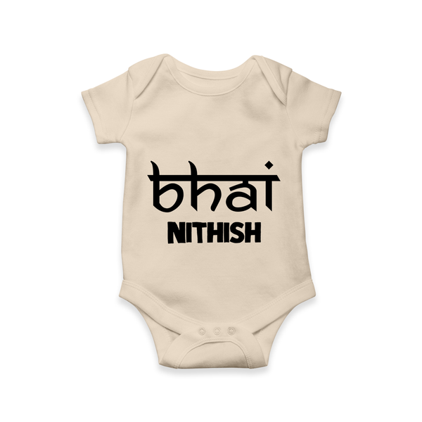 Bhai Romper/onesie | Personalized Baby Romper/onesie for the Cool Brother - IVORY - New Born (Chest 14")