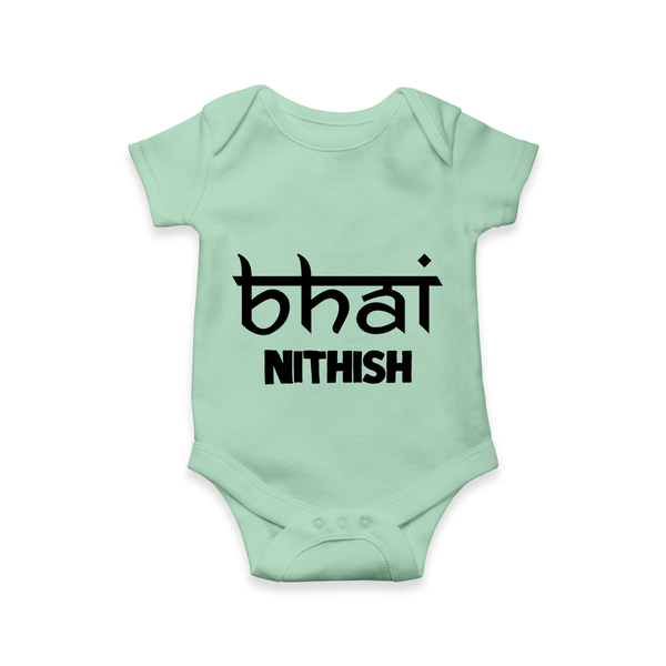 Bhai Romper/onesie | Personalized Baby Romper/onesie for the Cool Brother - MINT GREEN - New Born (Chest 14")