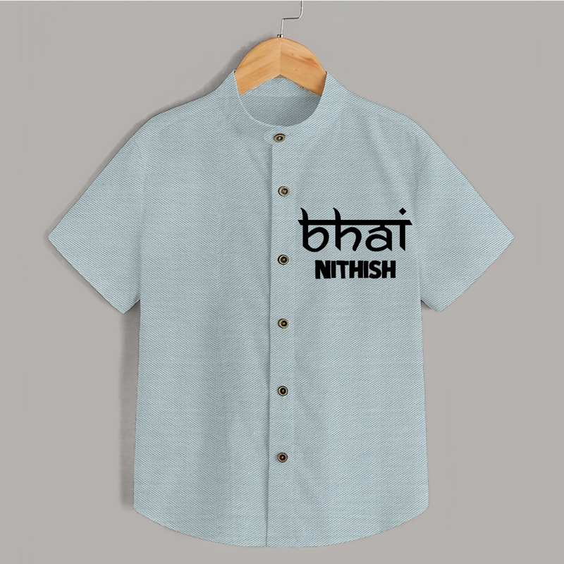Bhai Shirt | Personalized Baby Shirt for the Cool Brother - ARCTIC BLUE - 0 - 6 Months Old (Chest 23")