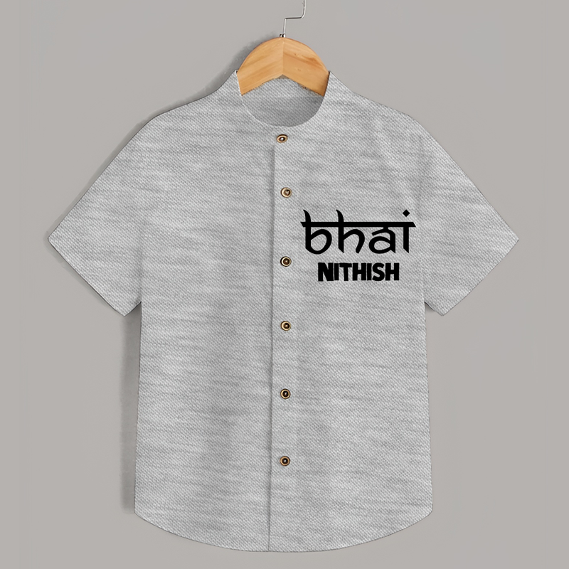 Bhai Shirt | Personalized Baby Shirt for the Cool Brother - GREY - 0 - 6 Months Old (Chest 23")
